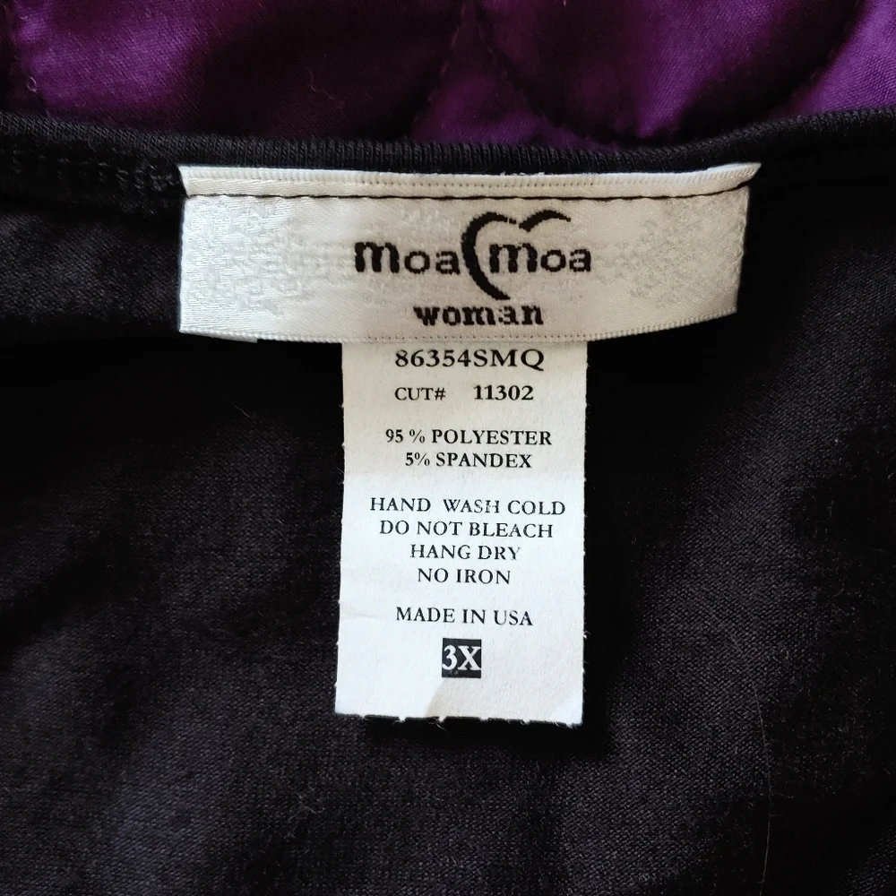 Moa Moa woman sleeveless sequin top. Black/silver. Size 3X - Picture 3 of 7